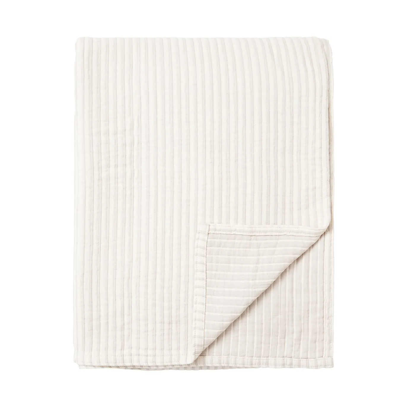 Striped Reversable Organic Cotton Tagesdecke 260x240 cm, Off white Lexington