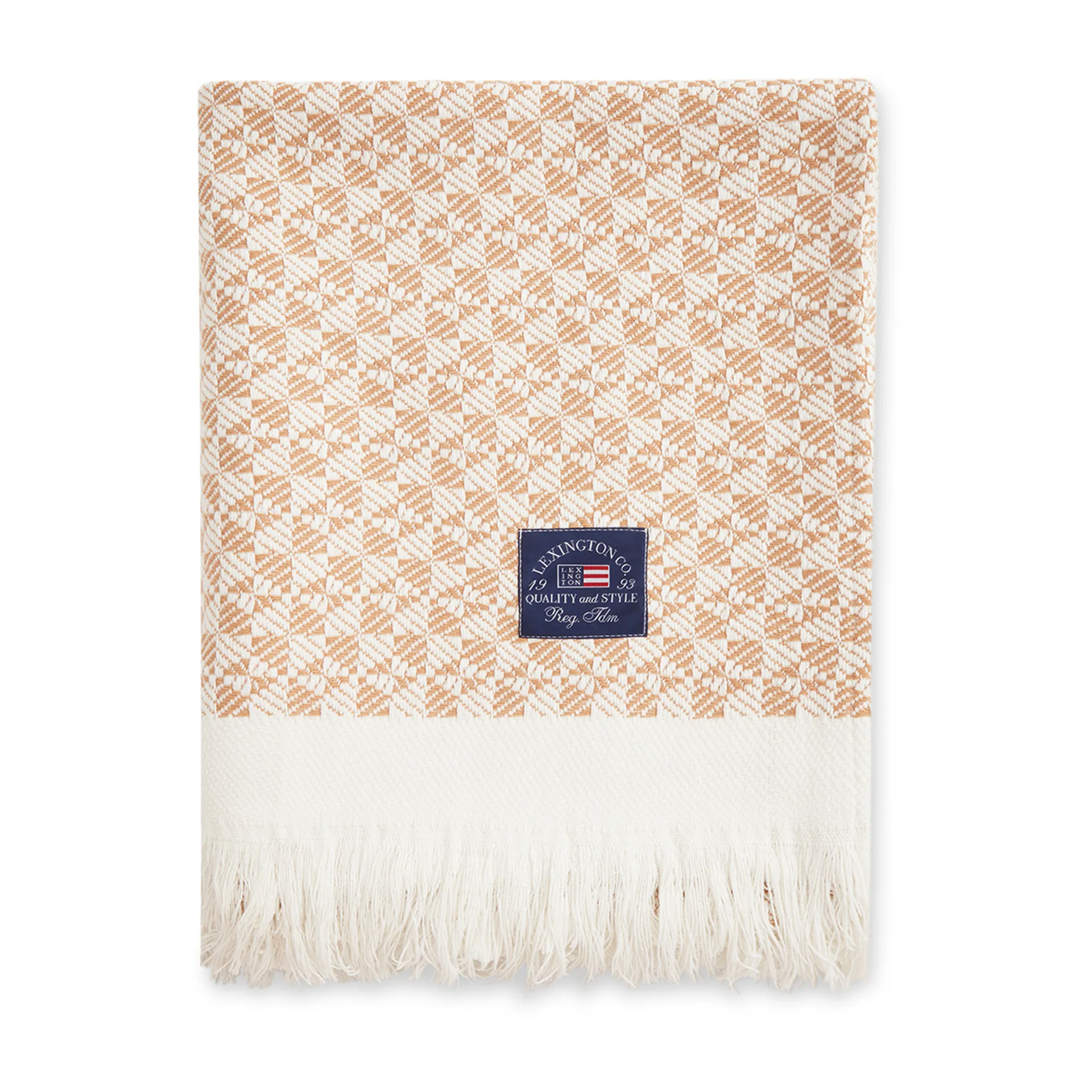 Striped Structured Recycled Baumwolldecke 130 x 170cm, Beige-weiß Lexington