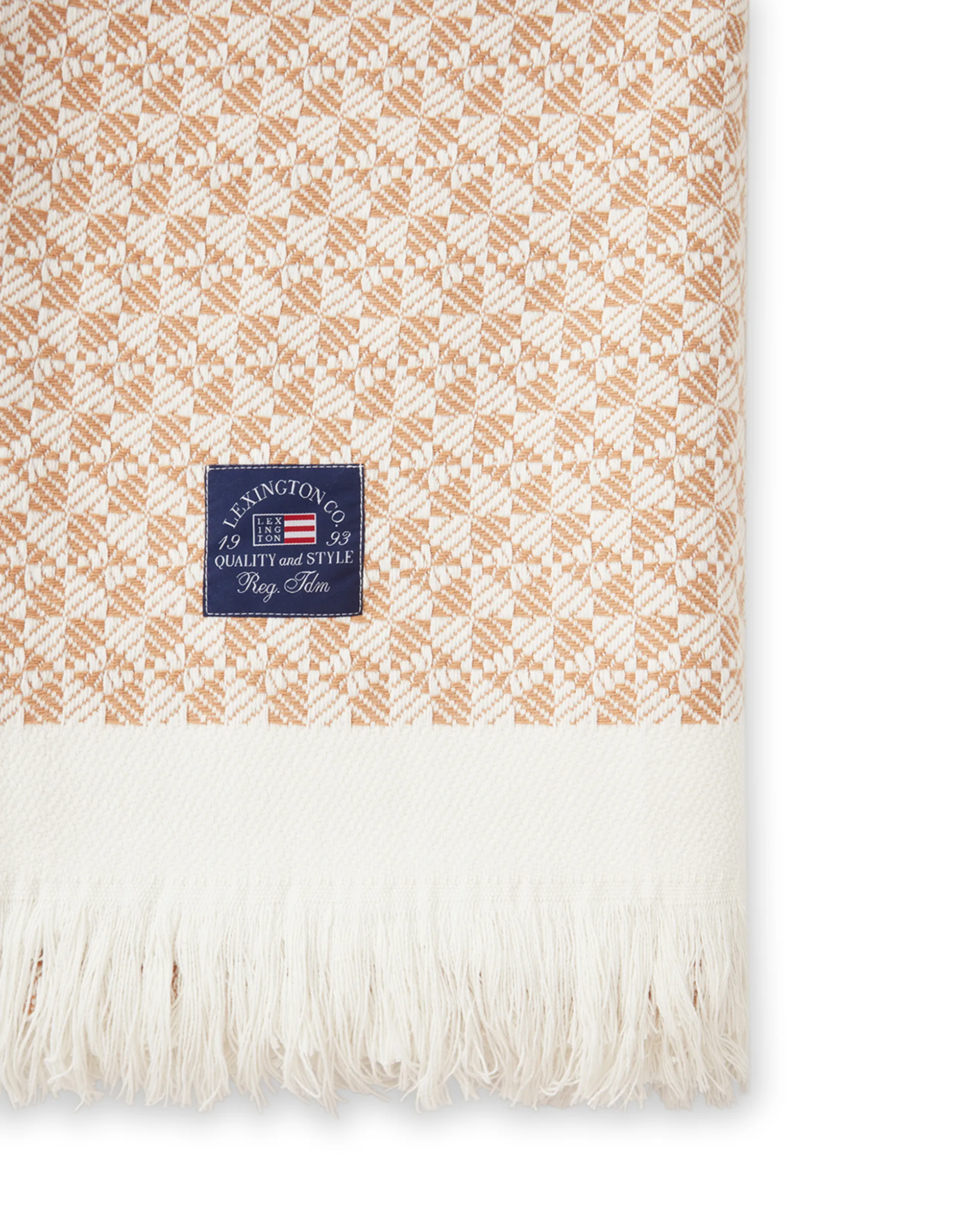 Striped Structured Recycled Baumwolldecke 130 x 170cm, Beige-weiß Lexington