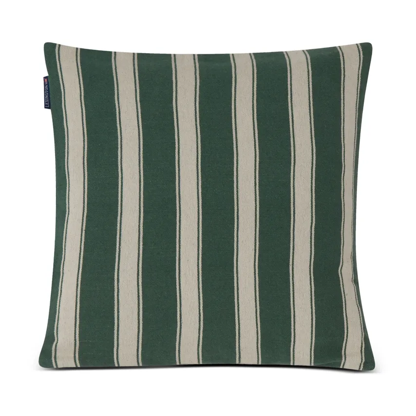 Structure Striped Linen Cotton Kissenbezug 50 x 50 cm, Green-beige Lexington