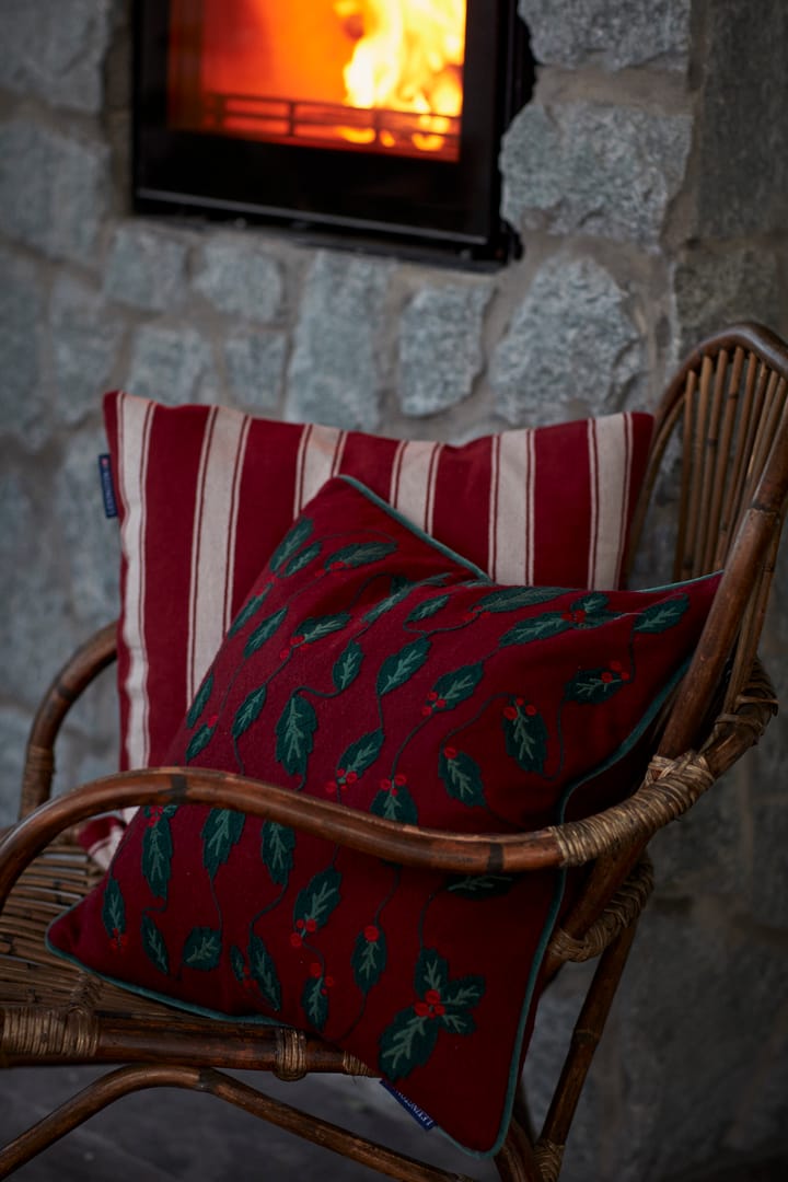 Structure Striped Linen Cotton Kissenbezug 50 x 50 cm, Red-beige Lexington