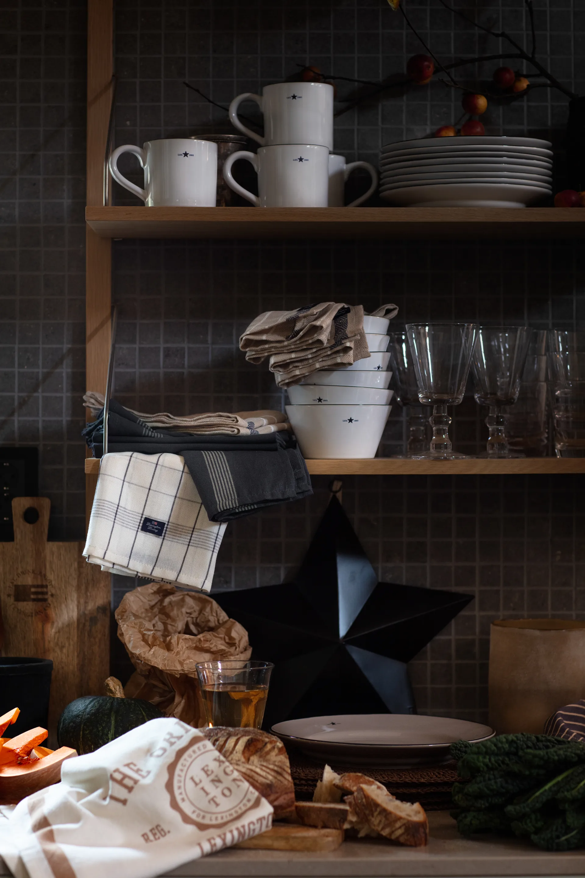 The Original Cotton Twill Geschirrtuch 50 x 70cm, Off White-brown Lexington