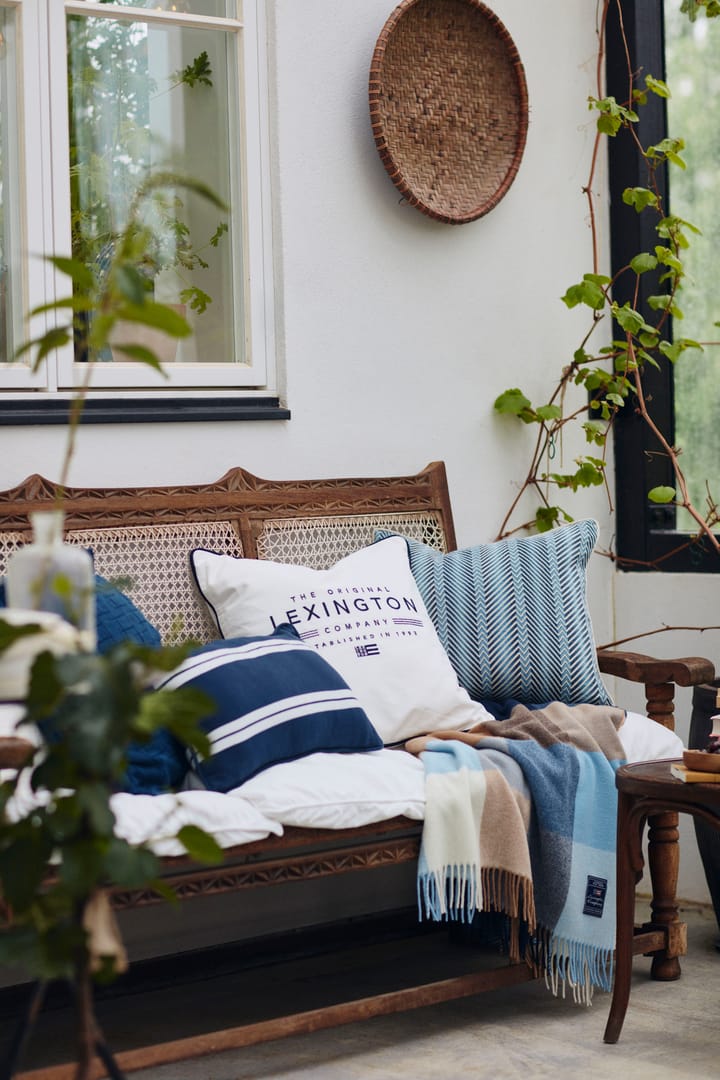 The Original Organic Cotton Kissenbezug 50 x 50cm - White-dark blue - Lexington