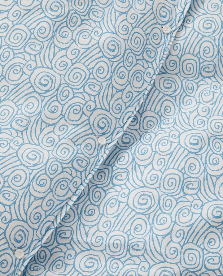 Wave Printed Cotton Sateen Bettwäscheset - White-Blue, 1 Kissenbezug - Lexington
