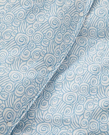 Wave Printed Cotton Sateen Bettwäscheset - White-Blue, 2 Kissenbezüge - Lexington