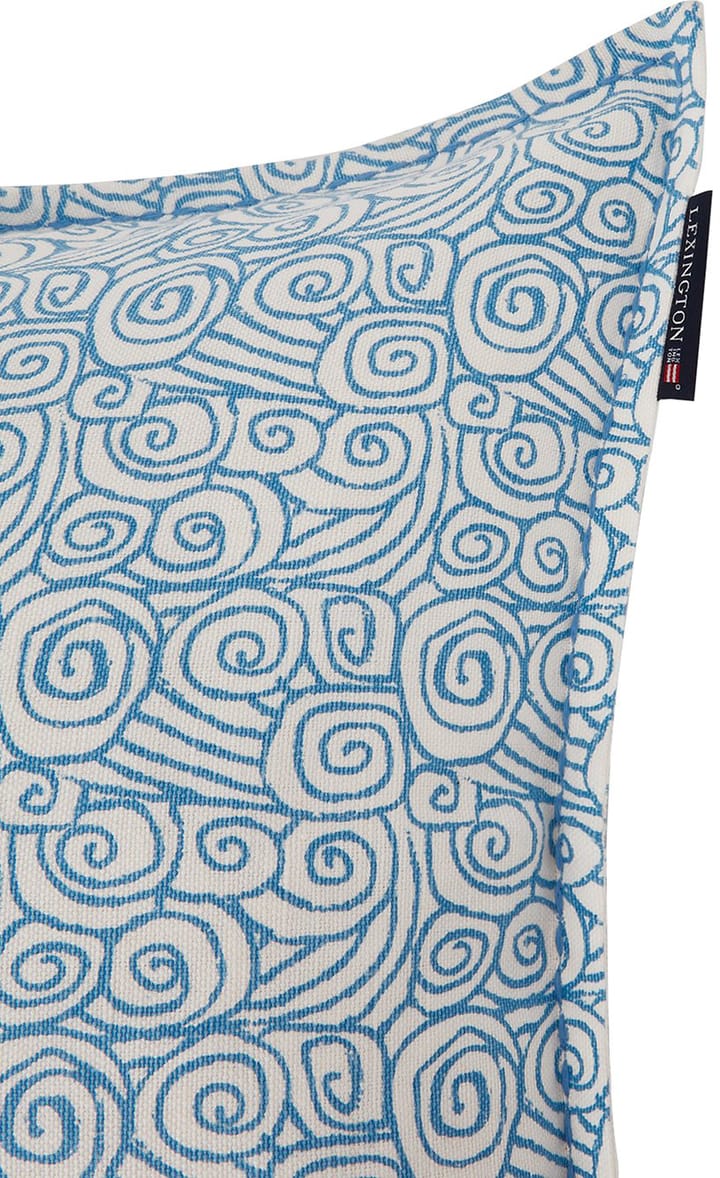 Waves Printed Linen/Cotton Kissenbezug 50x50 cm - White - Lexington