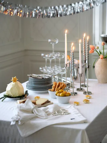 White Jacquard Cotton Tischdecke 150x250 cm - Weiß - Lexington