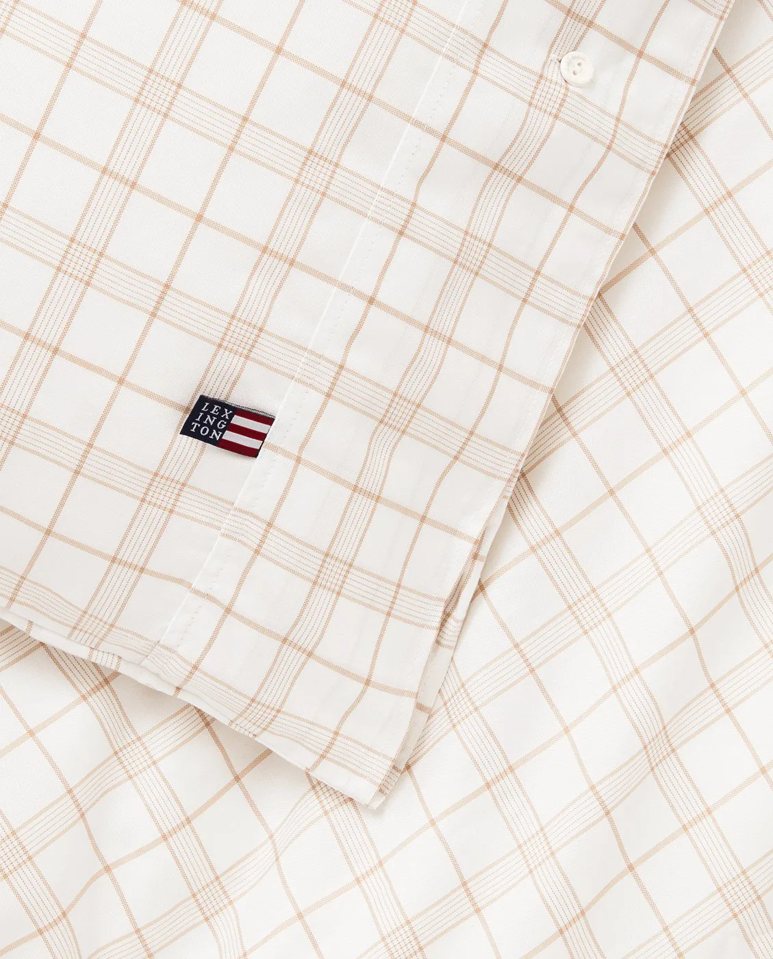 White/Beige Checked Lyocell/Cotton Bettwäscheset, 50x60 cm, 150x210 cm Lexington