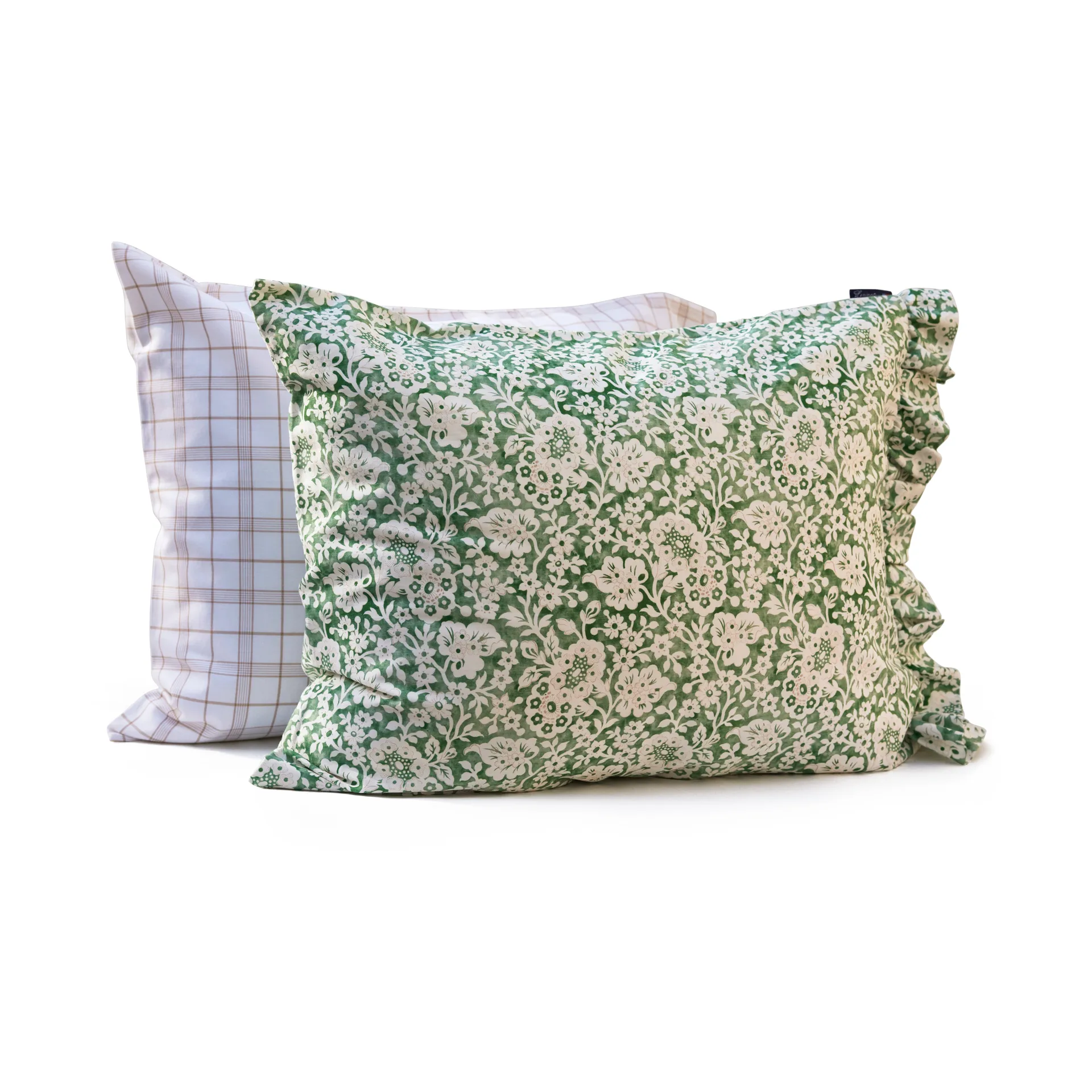 White/Beige Checked Lyocell/Cotton Bettwäscheset, 50x60 cm, 220x220 cm Lexington