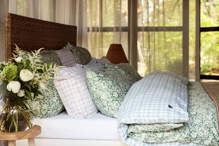 White/Beige Checked Lyocell/Cotton Bettwäscheset, 50x60 cm, 220x220 cm Lexington