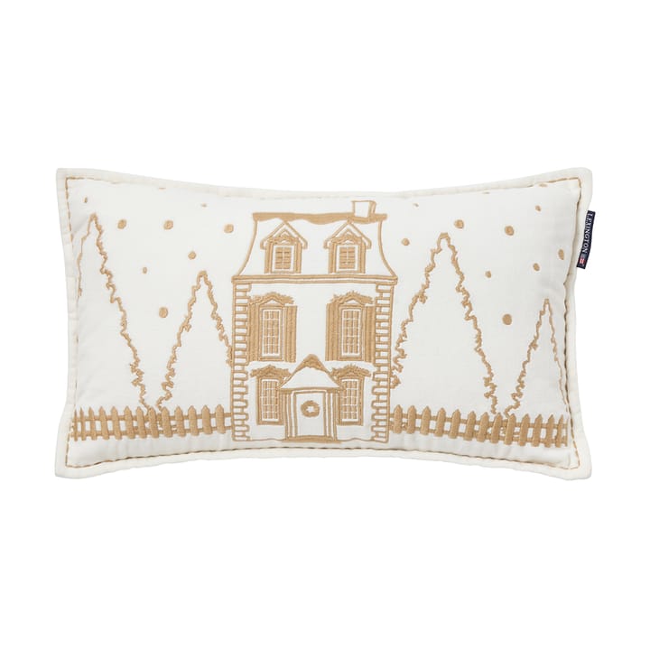 Winter House biologisches Baumwolle-Samt Kissen 30x50 cm - White-Light beige - Lexington