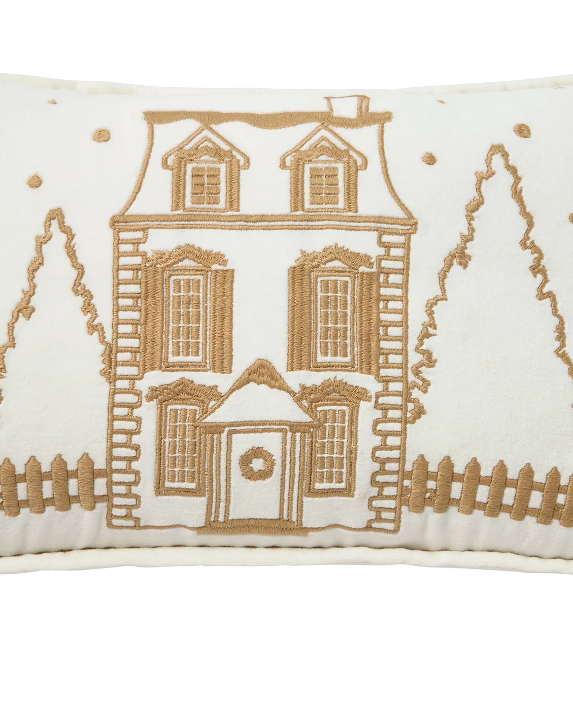 Winter House biologisches Baumwolle-Samt Kissen 30x50 cm, White-Light beige Lexington