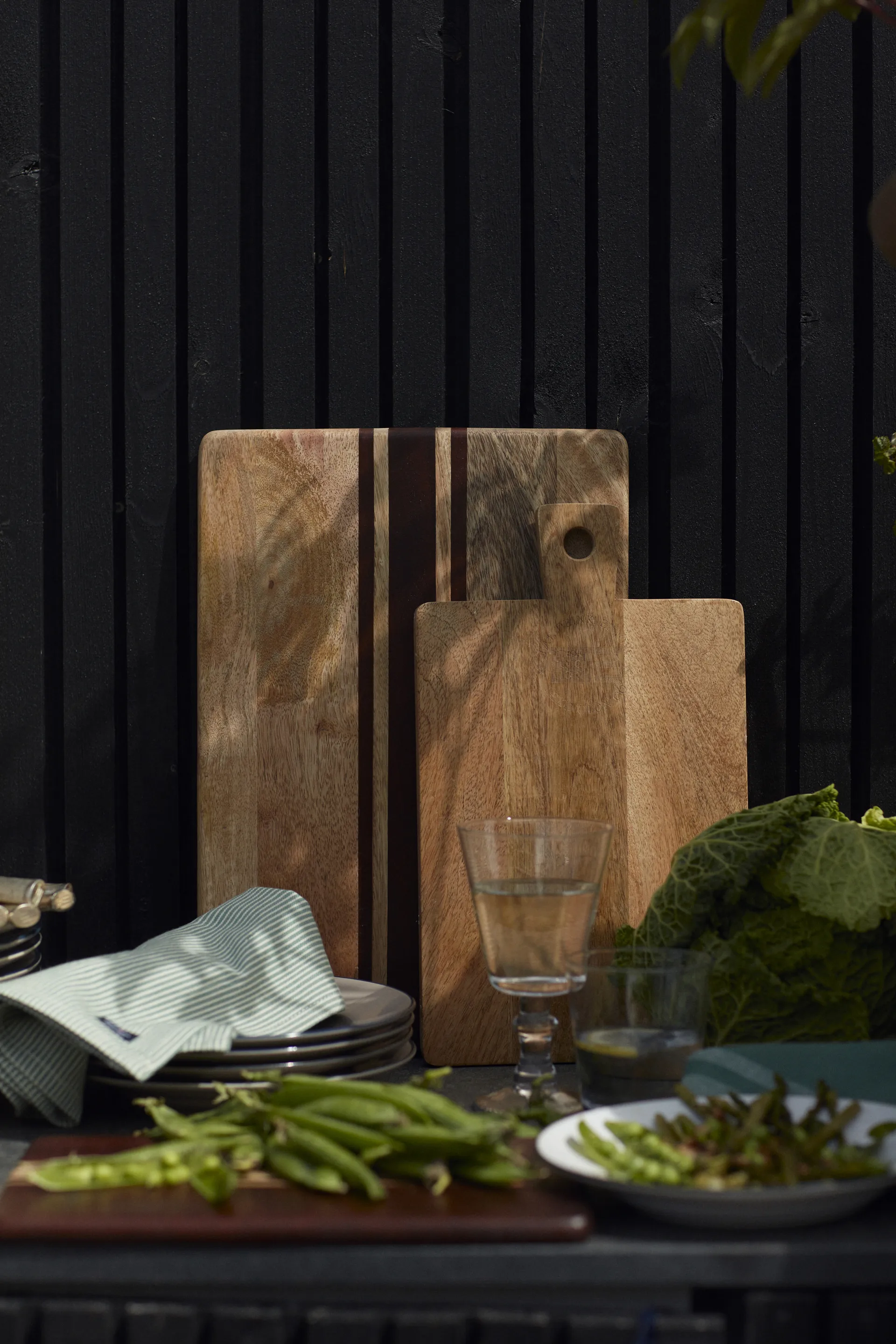 Wood serving board stripes, 40 x 28cm Lexington