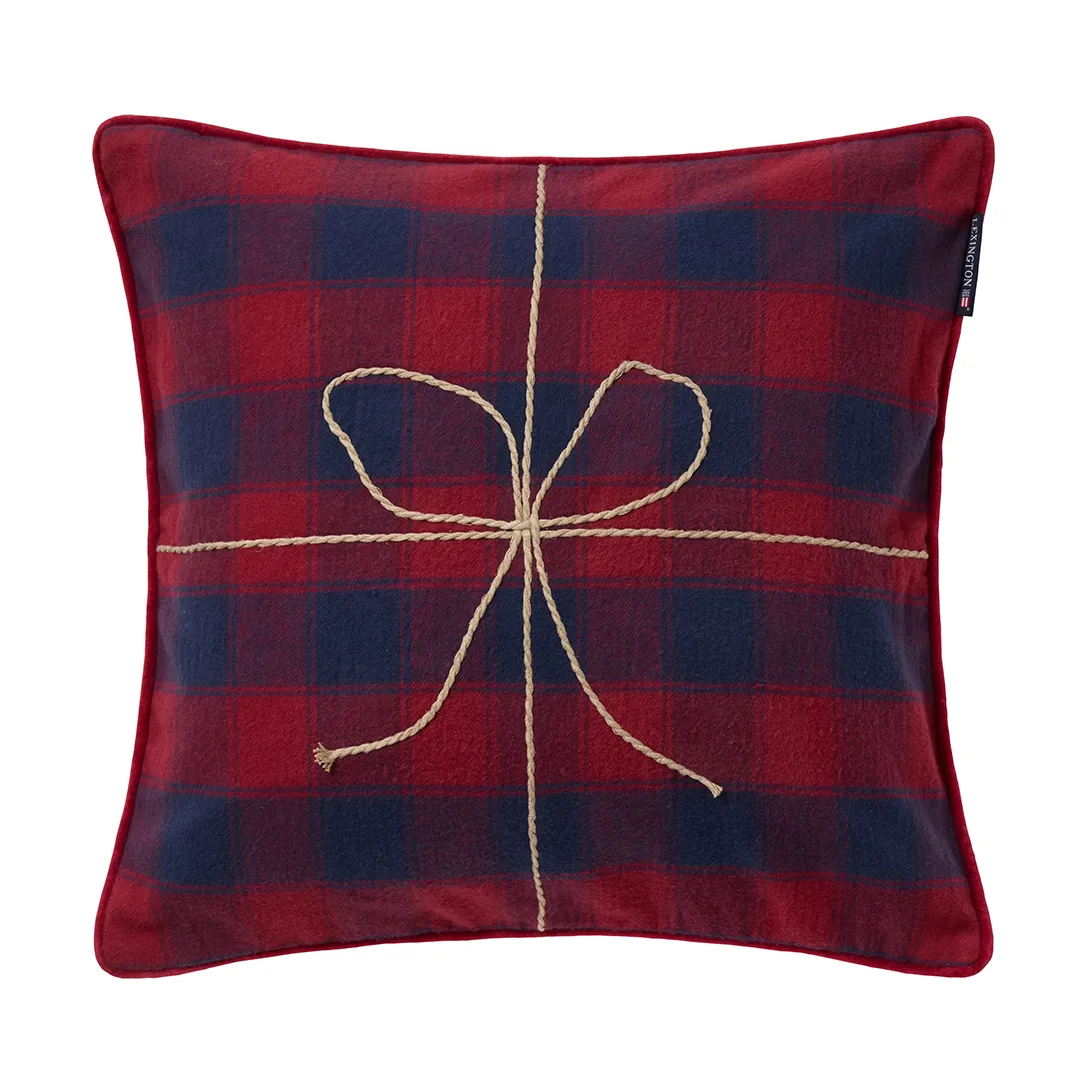 Wrapped checked biologischer Flannell Kissenbezug 50x50 cm, Dark blue-red Lexington