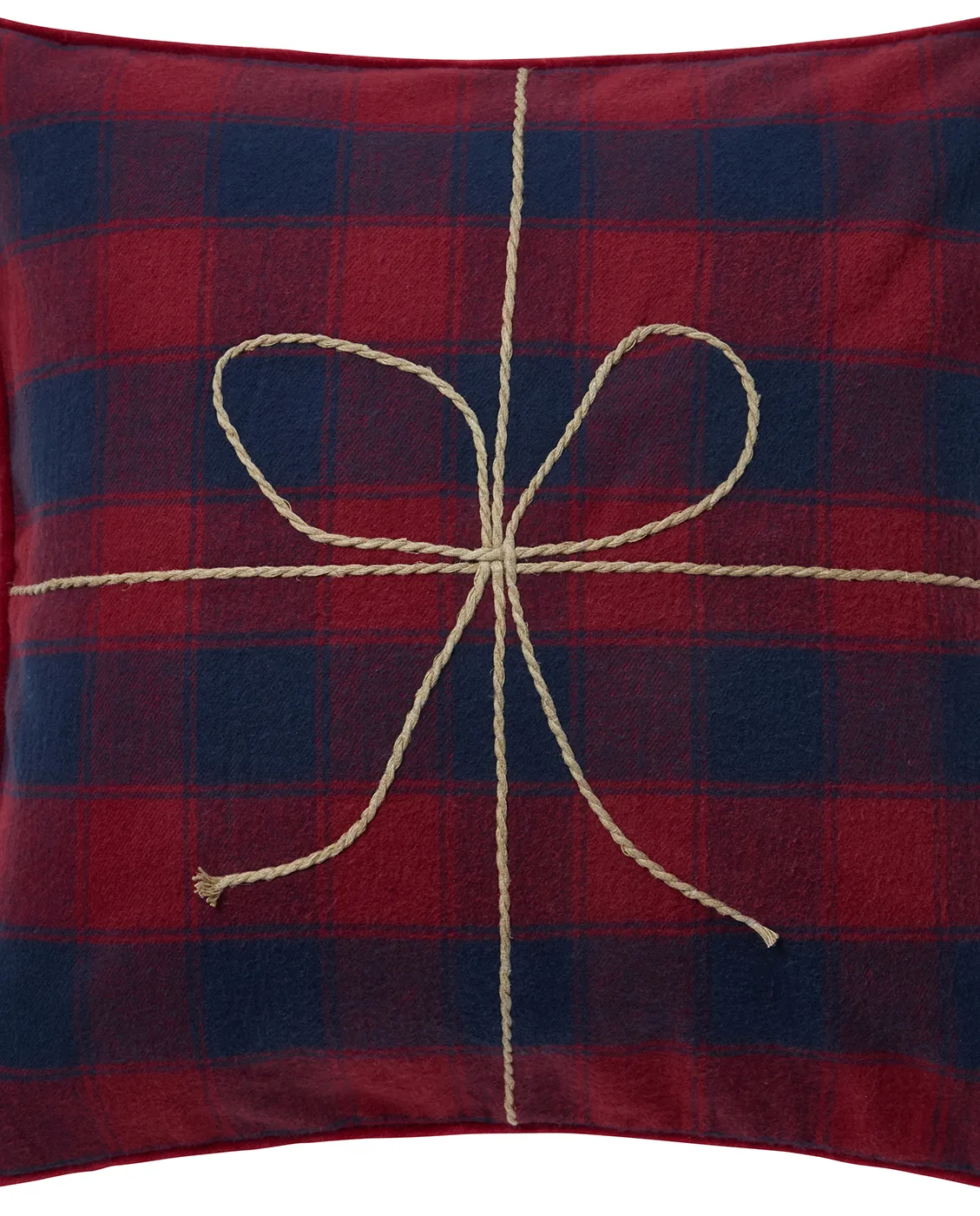 Wrapped checked biologischer Flannell Kissenbezug 50x50 cm, Dark blue-red Lexington
