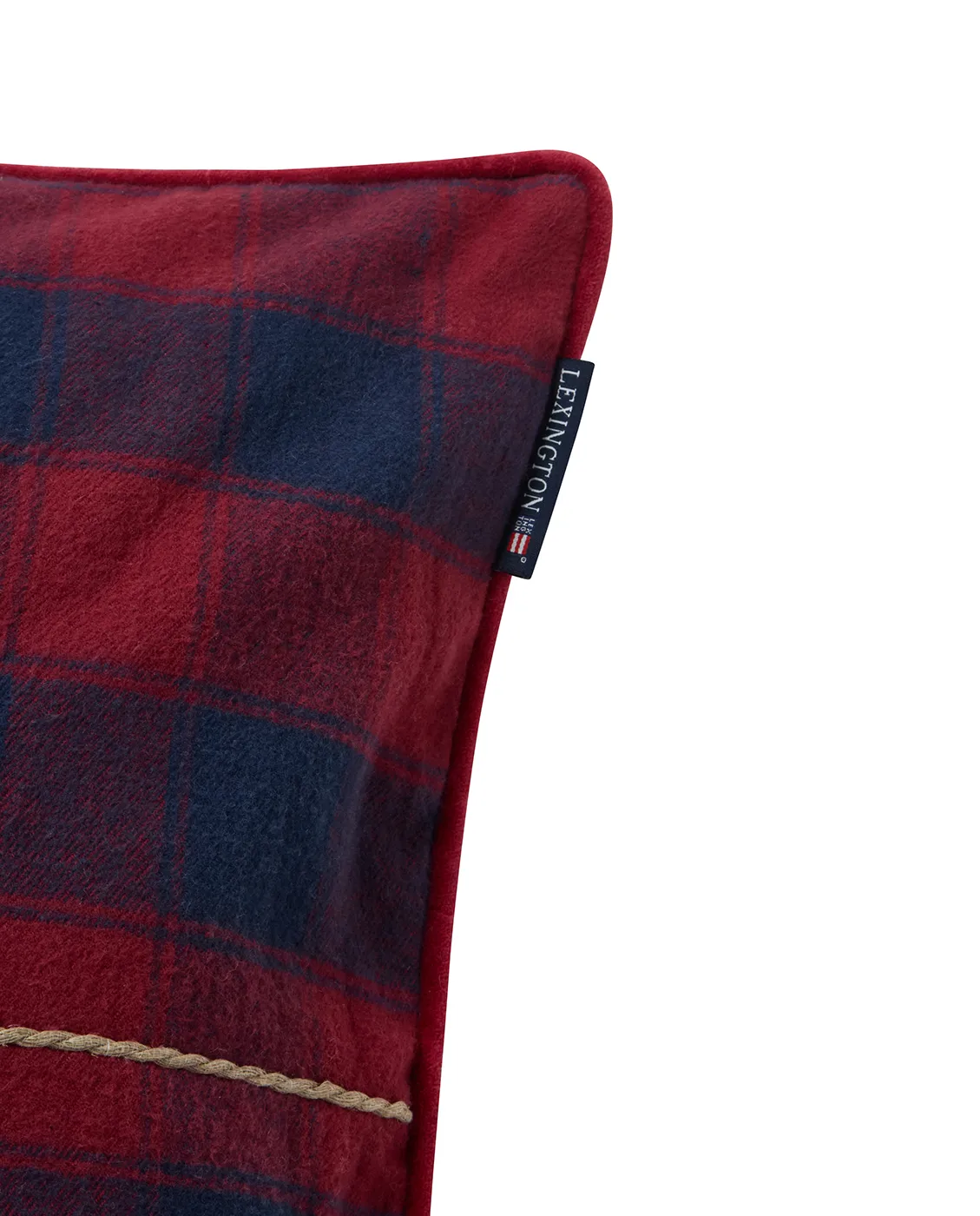 Wrapped checked biologischer Flannell Kissenbezug 50x50 cm, Dark blue-red Lexington