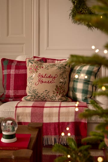 Wrapped checked biologischer Flannell Kissenbezug 50x50 cm - Dark blue-red - Lexington