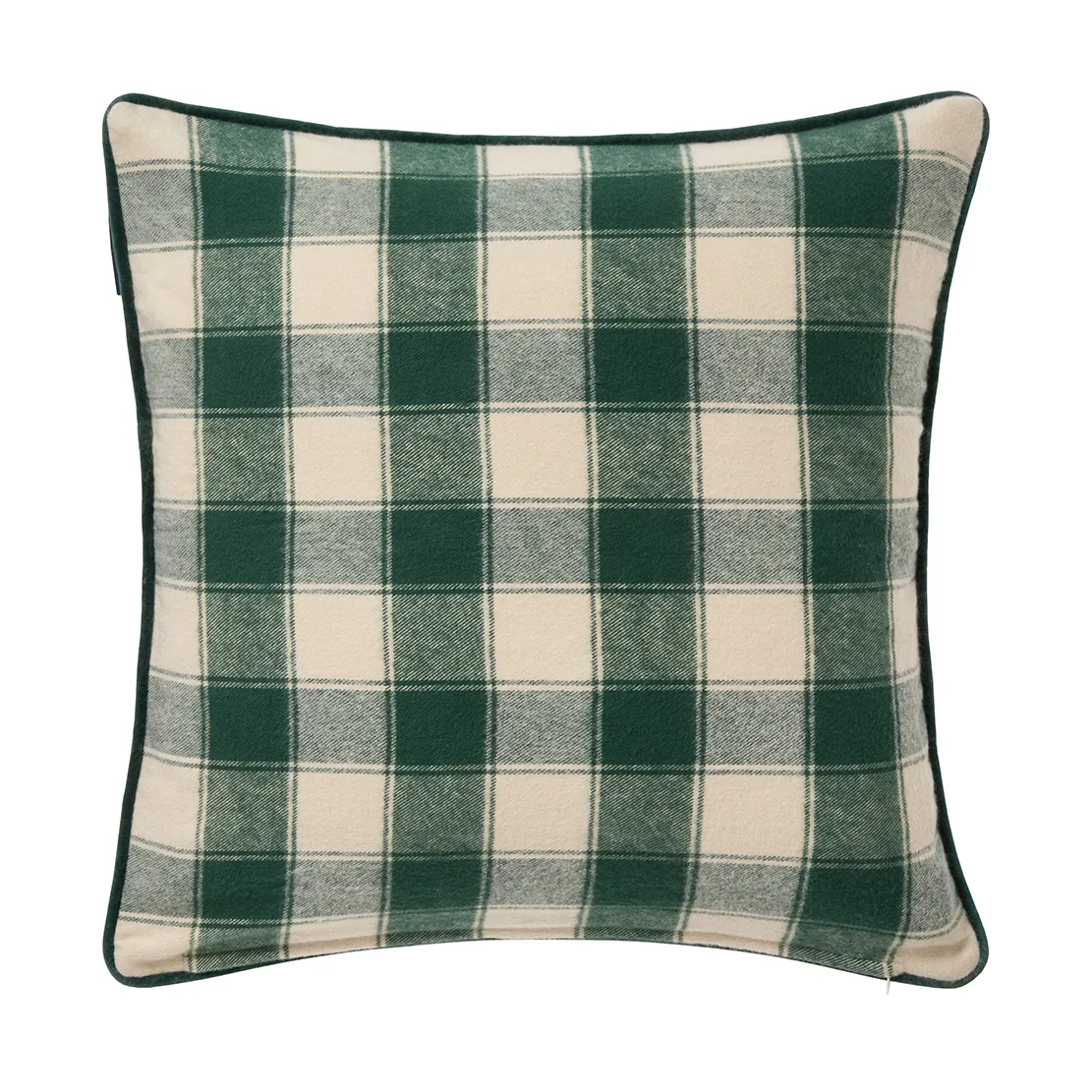 Wrapped checked biologischer Flannell Kissenbezug 50x50 cm, Light beige-green Lexington
