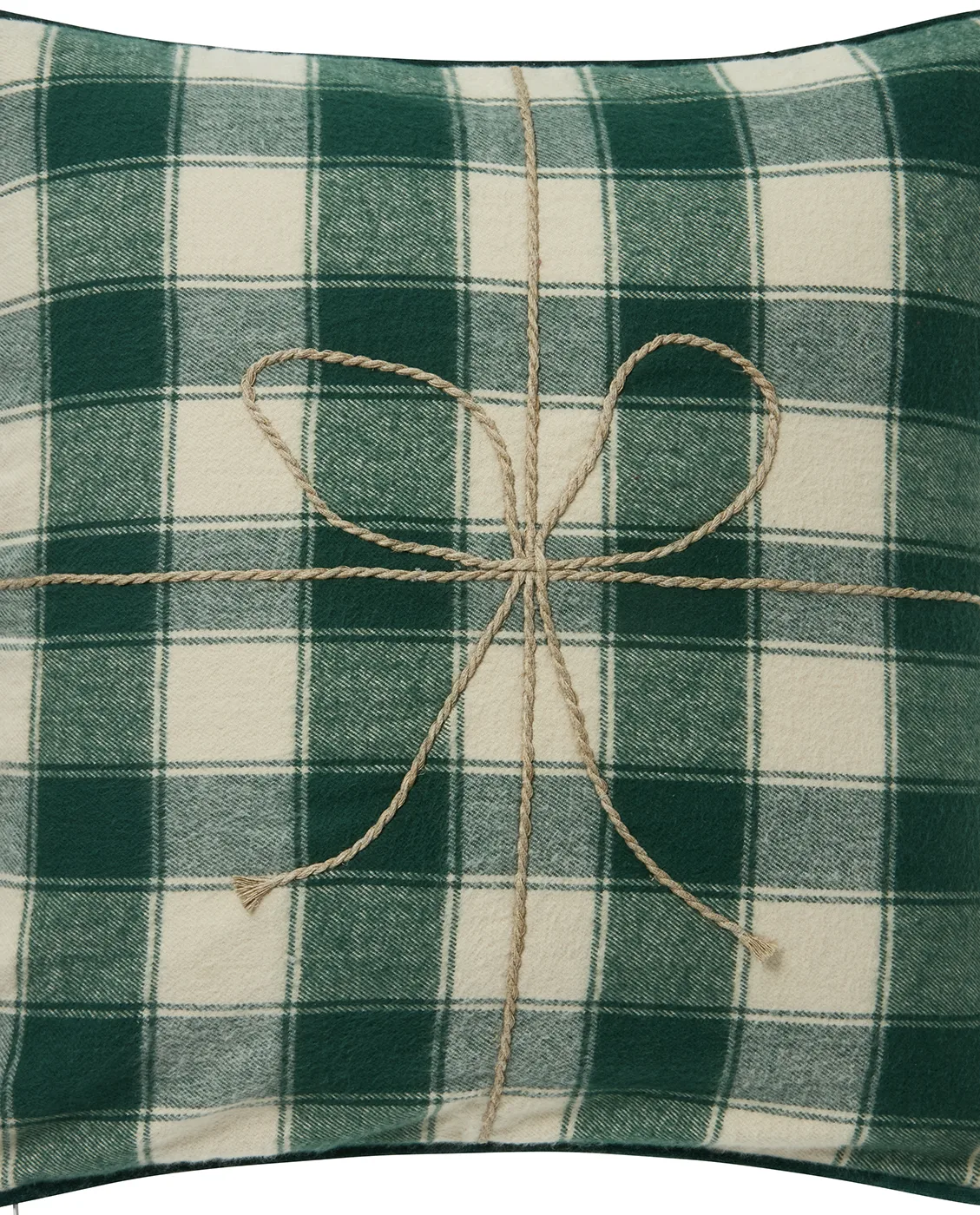Wrapped checked biologischer Flannell Kissenbezug 50x50 cm, Light beige-green Lexington