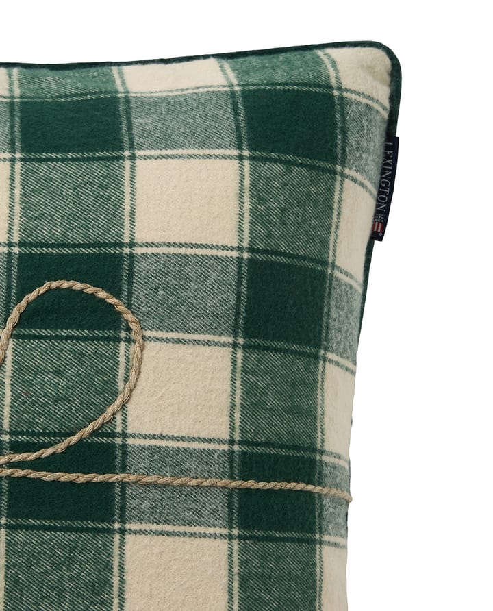 Wrapped checked biologischer Flannell Kissenbezug 50x50 cm, Light beige-green Lexington
