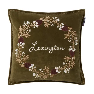 Wreath biologischer Baumwoll-Samt Kissenbezug 50x50 cm - Olive-brown-white - Lexington