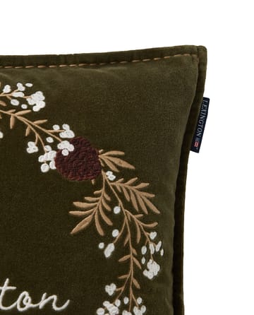 Wreath biologischer Baumwoll-Samt Kissenbezug 50x50 cm - Olive-brown-white - Lexington