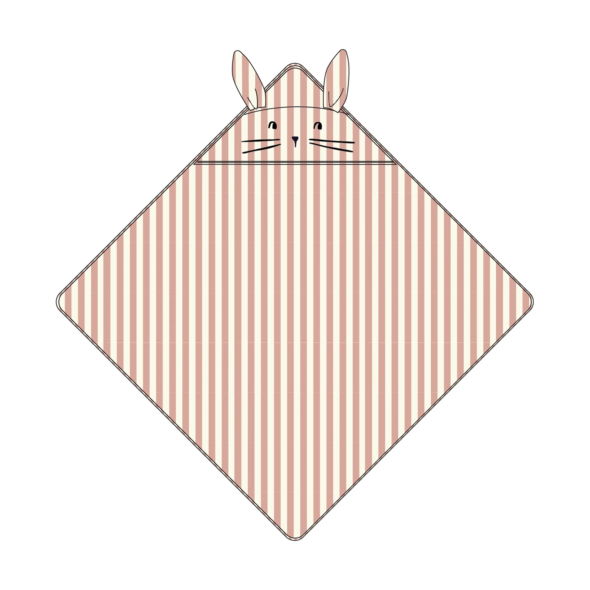 Albert Kapuzenhandtuch 70x70 cm, Coral blush-creme de la creme stripe Liewood