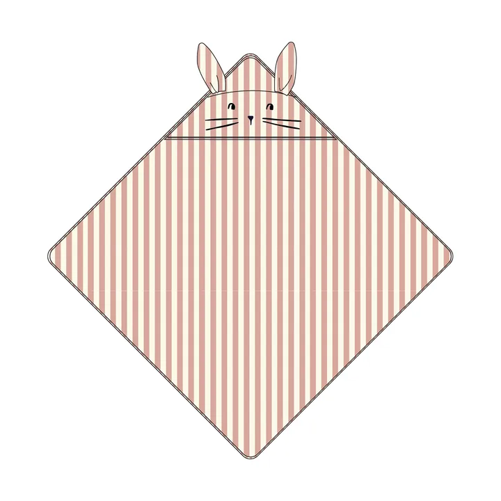 Albert Kapuzenhandtuch 70x70 cm - Coral blush-creme de la creme stripe - Liewood