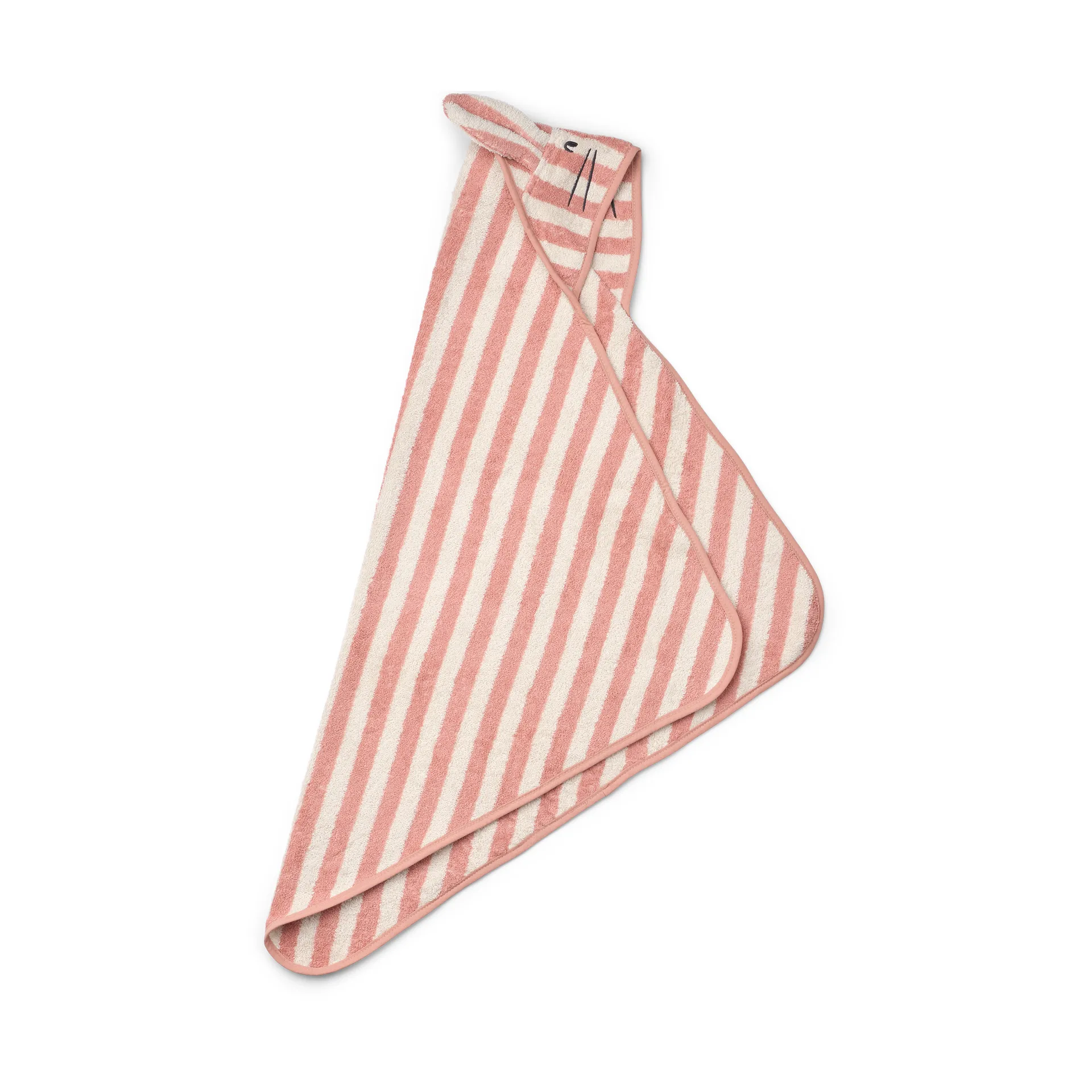 Albert Kapuzenhandtuch 70x70 cm, Coral blush-creme de la creme stripe Liewood
