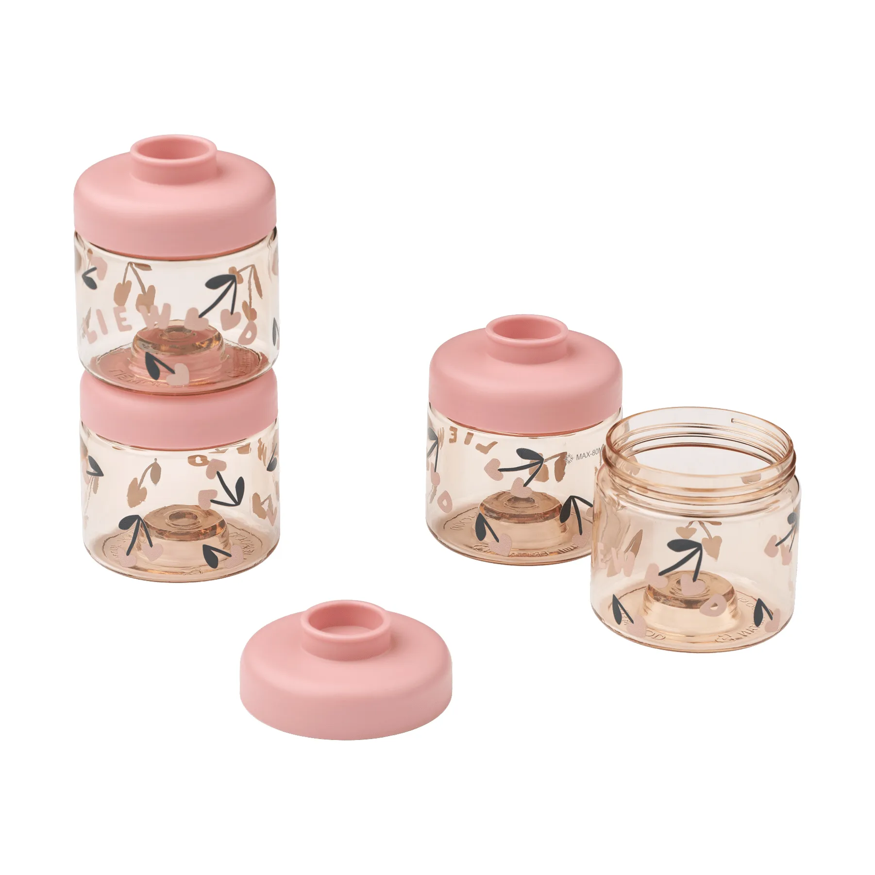 Dominique Babynahrungsbehälter 100 ml 4er-Pack, Cherry heart-Rosey Liewood