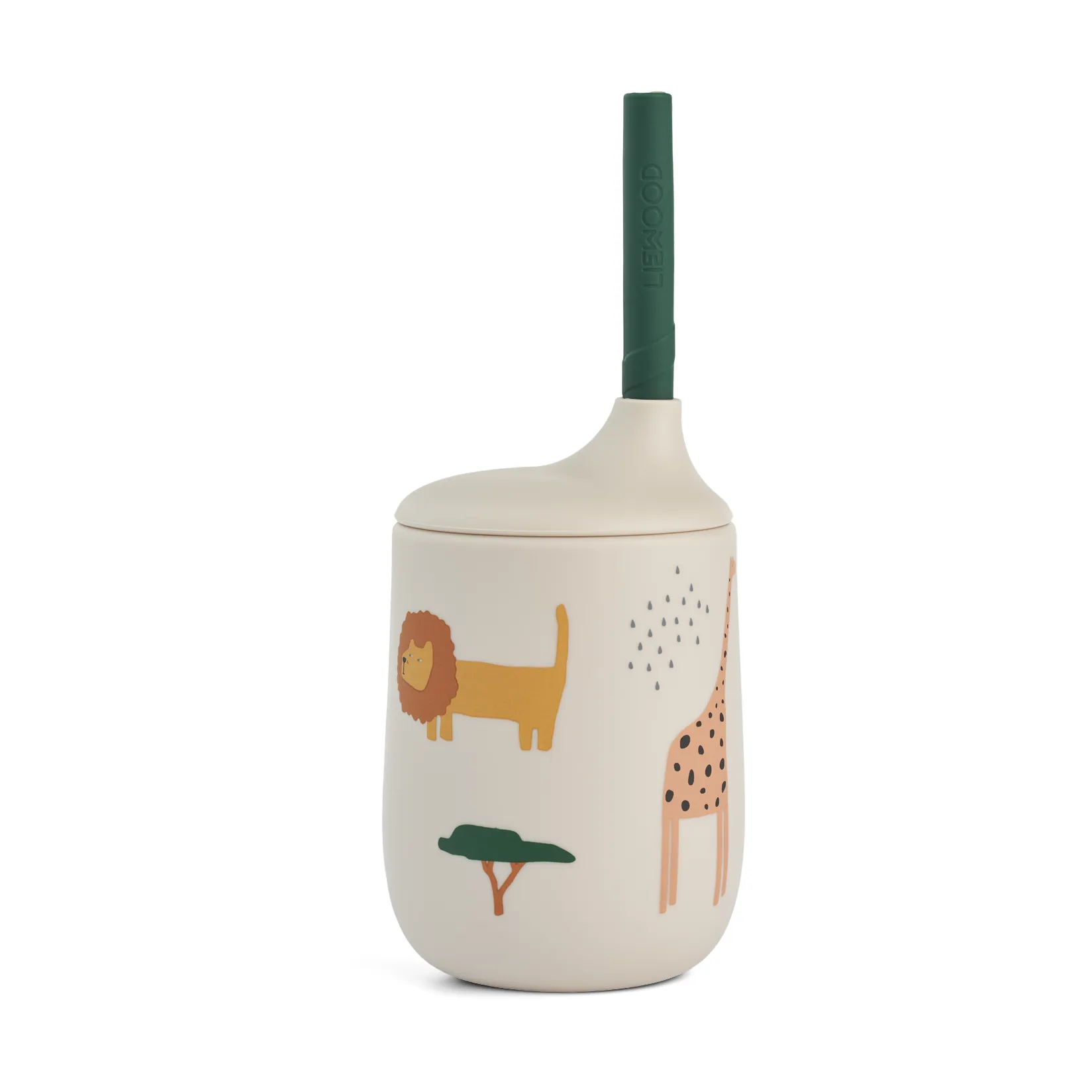 Ellis printed Sippy Cup Trinklernbecher mit Strohhalm 23 cl, Safari sandy mix Liewood