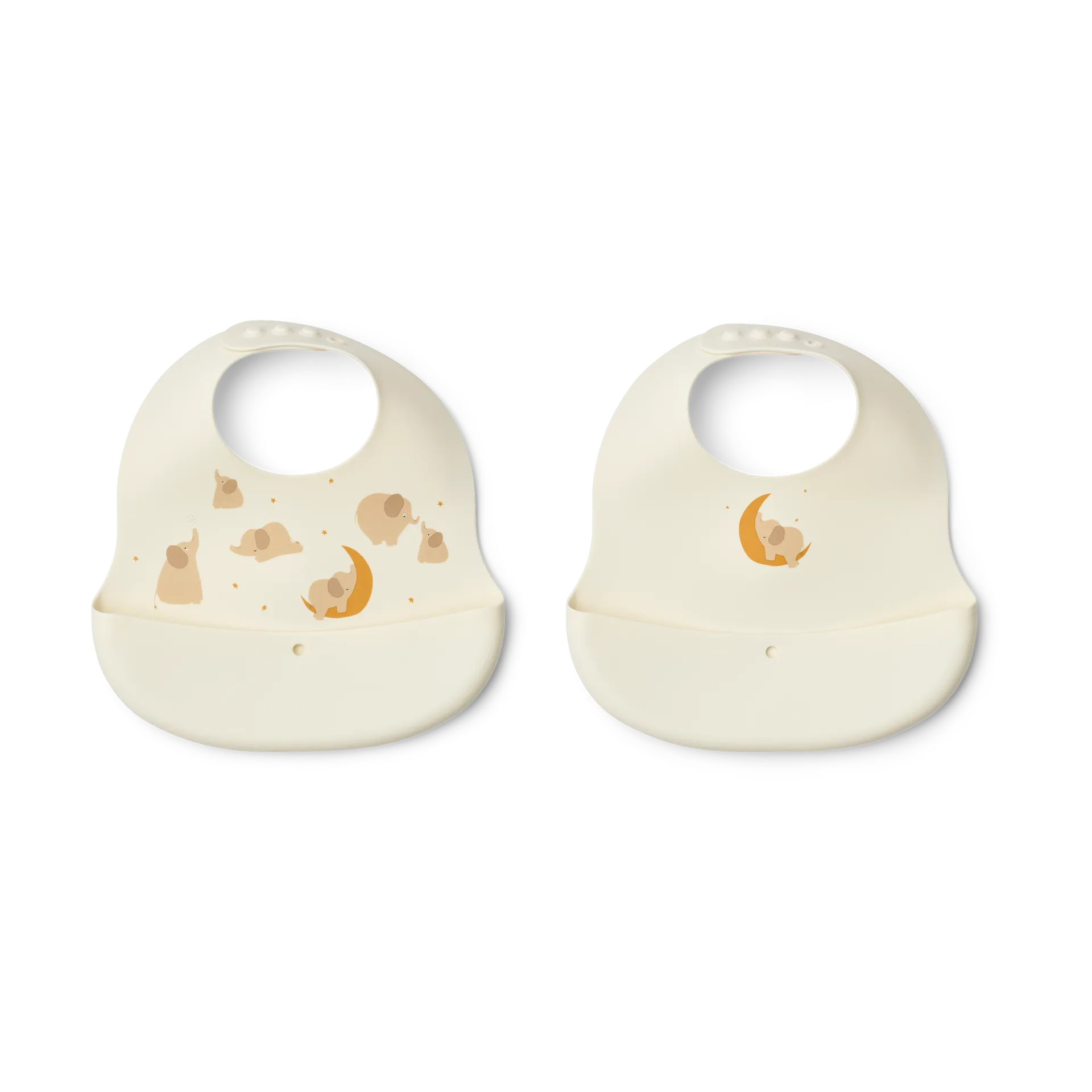 Ember bedrucktes Lätzchen 2-teilig, Elephant-Creme de la creme Liewood