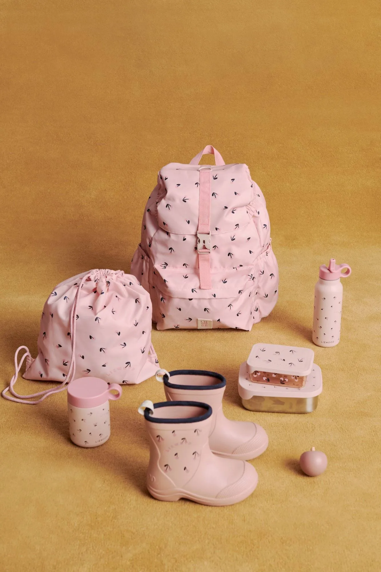 Kiani bedruckte Thermosflasche, Mini cherry heart-rosey Liewood