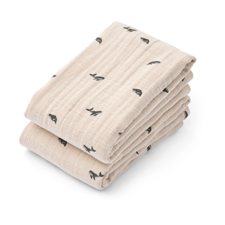 Lewis muslin Tuch 2er-Pack 65x65 cm - Mini whale-Sandy - Liewood