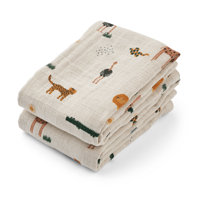 Lewis muslin Tuch 2er-Pack 65x65 cm - Safari sandy mix - Liewood
