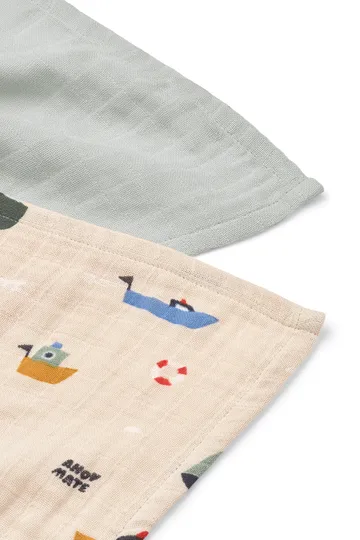 Lewis muslin Tuch 2er-Pack 65x65 cm - Sailing-dove blue mix - Liewood