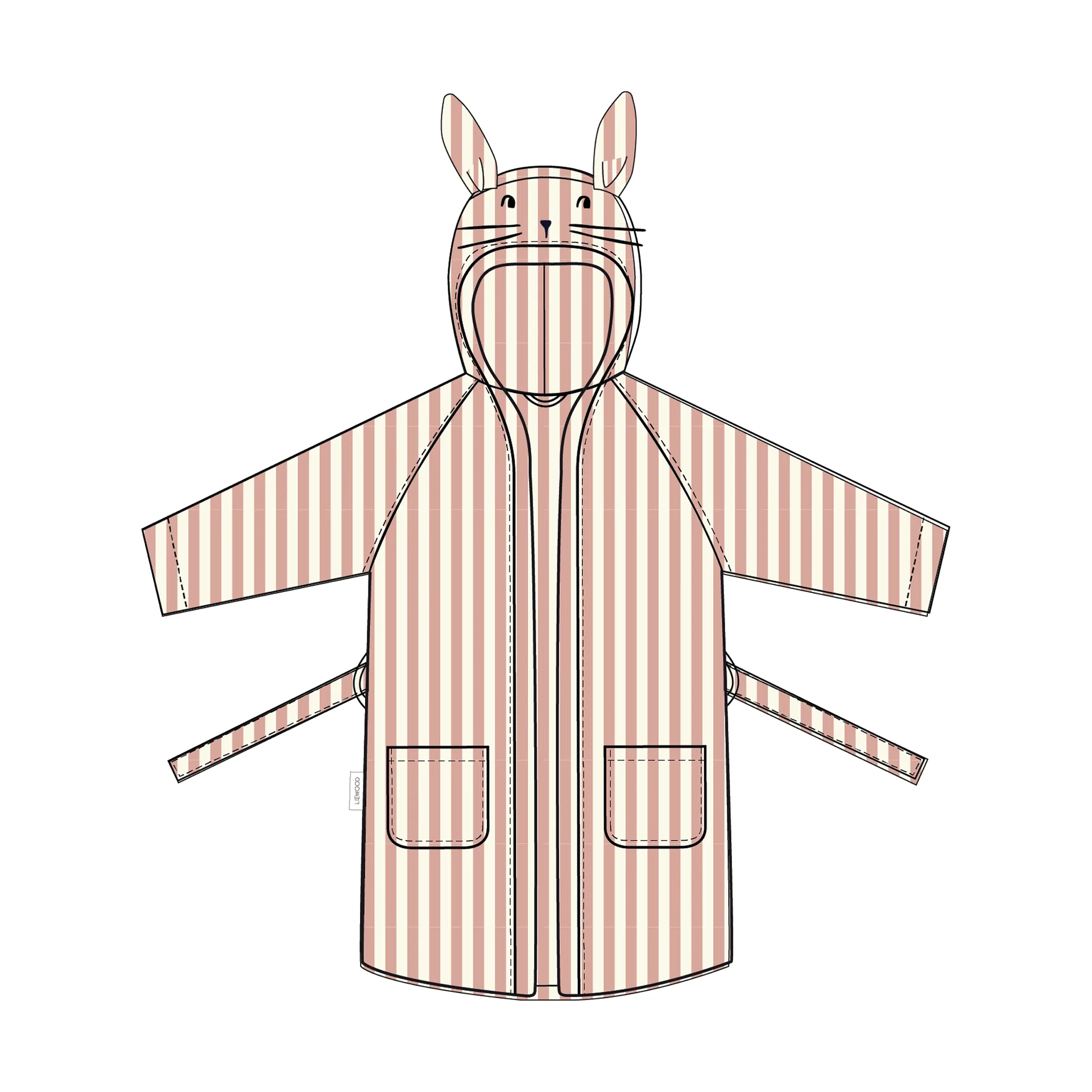 Lily Bademantel coral blush creme de la creme stripe, 3–4 Jahre Liewood