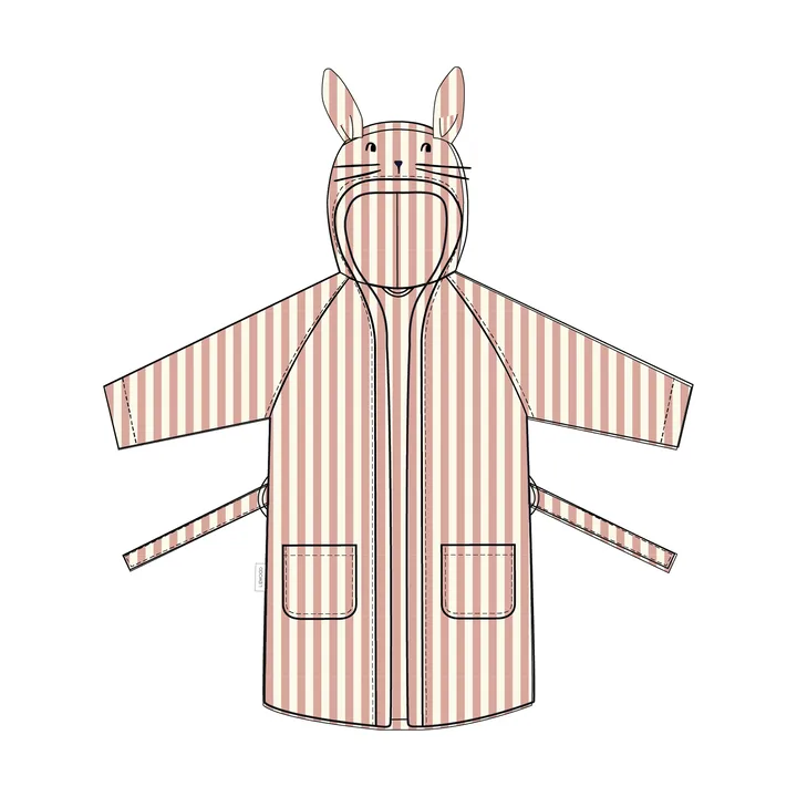 Lily Bademantel coral blush creme de la creme stripe - 7–8 Jahre - Liewood