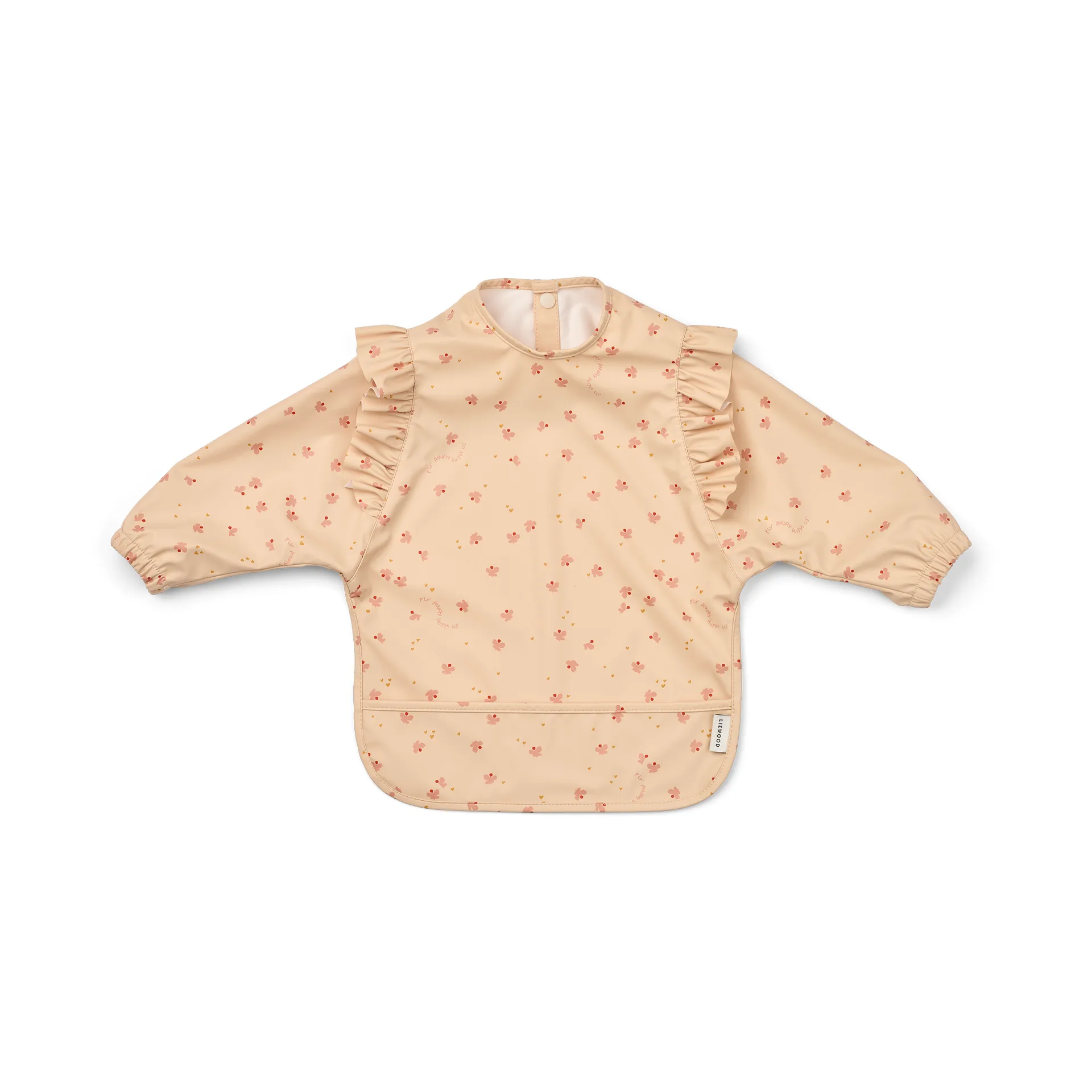 Merle Ruffle Lätzchen mit Ärmel, Mini Butterfly-apple blossom Liewood