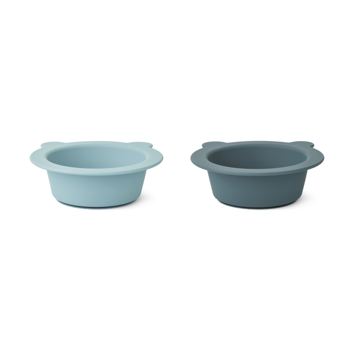 Peony Schale mit Saugnapf Ø16 cm 2-teilig, Sea blue-Whale blue Liewood