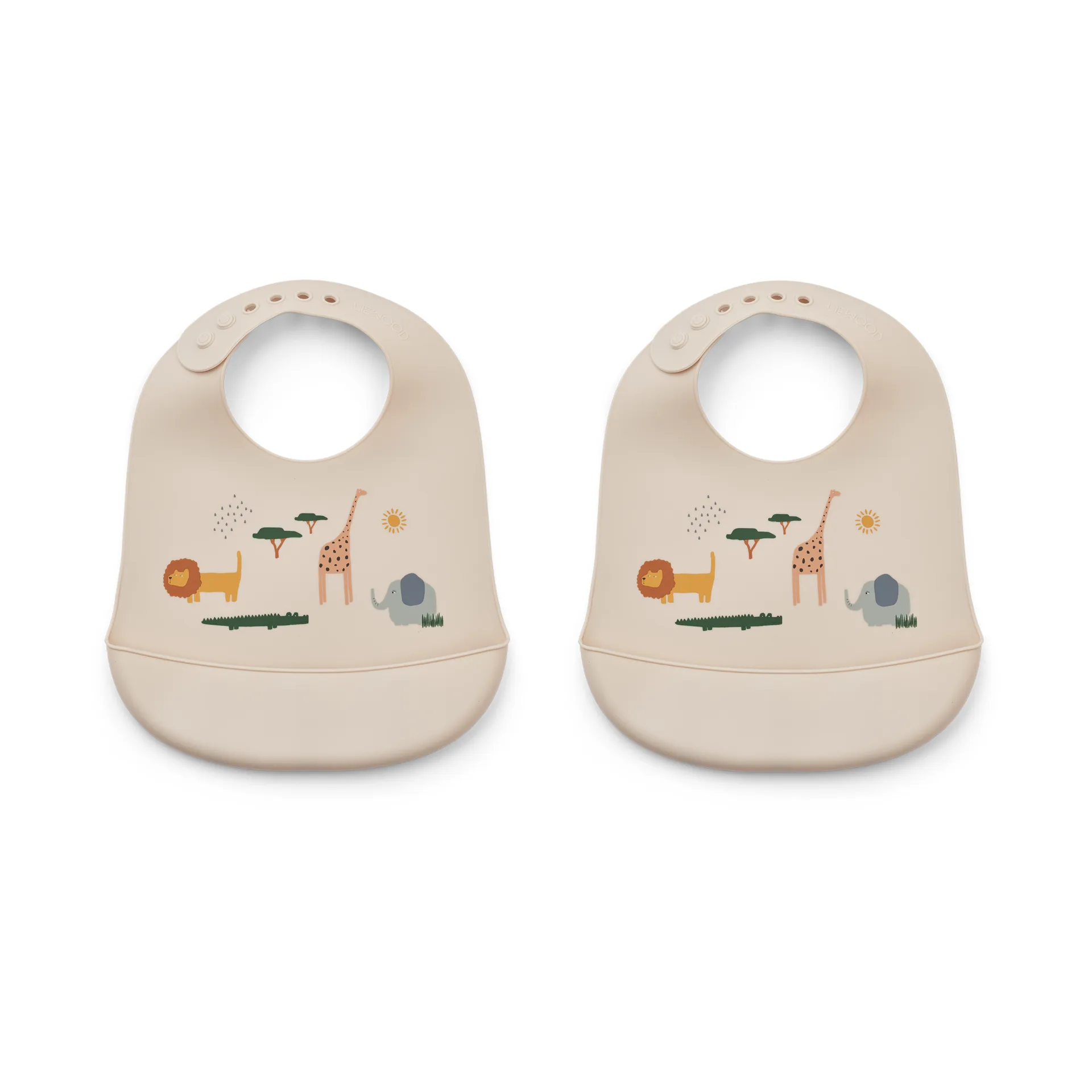 Tilda Lätzchen Silikon 2er-Pack, Safari sandy mix Liewood