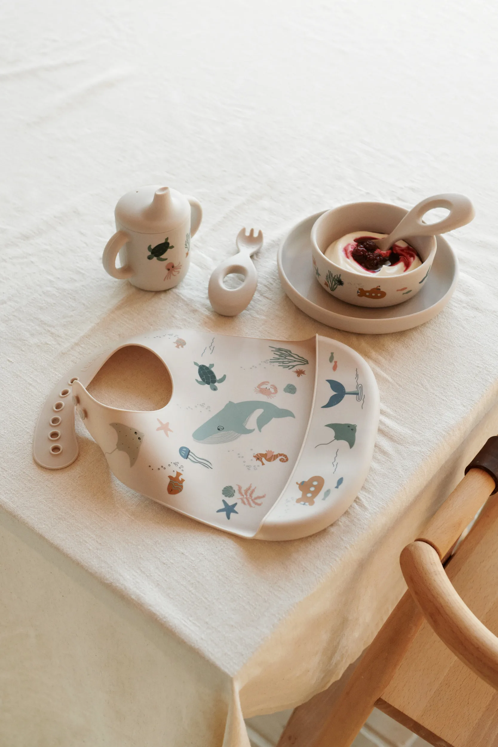 Tilda Lätzchen Silikon 2er-Pack, Sea creature-Sandy Liewood