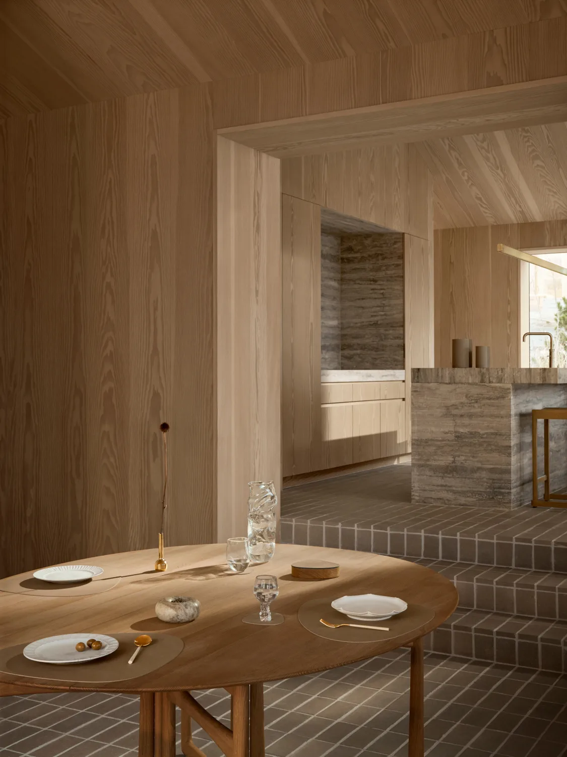 Corduroy Tischset curve L, Nougat LIND DNA