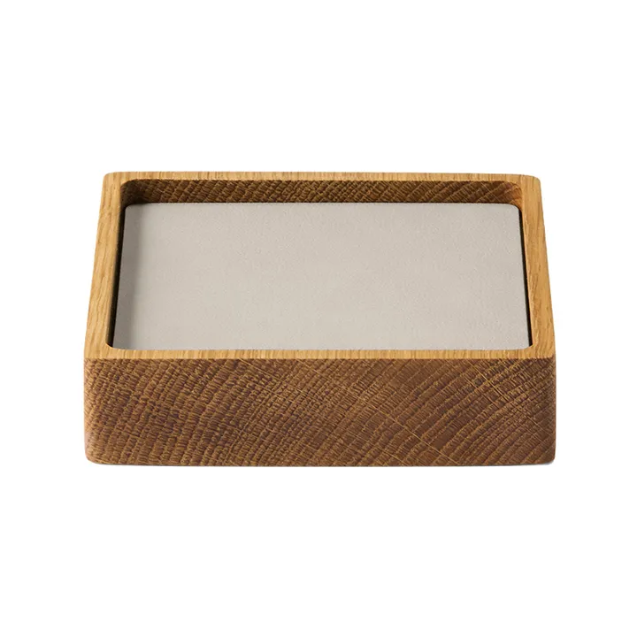 Wood Box Glasuntersetzer Set - Nature-oak, quadratisch, S, Nupo oyster white, 9-teilig - LIND DNA