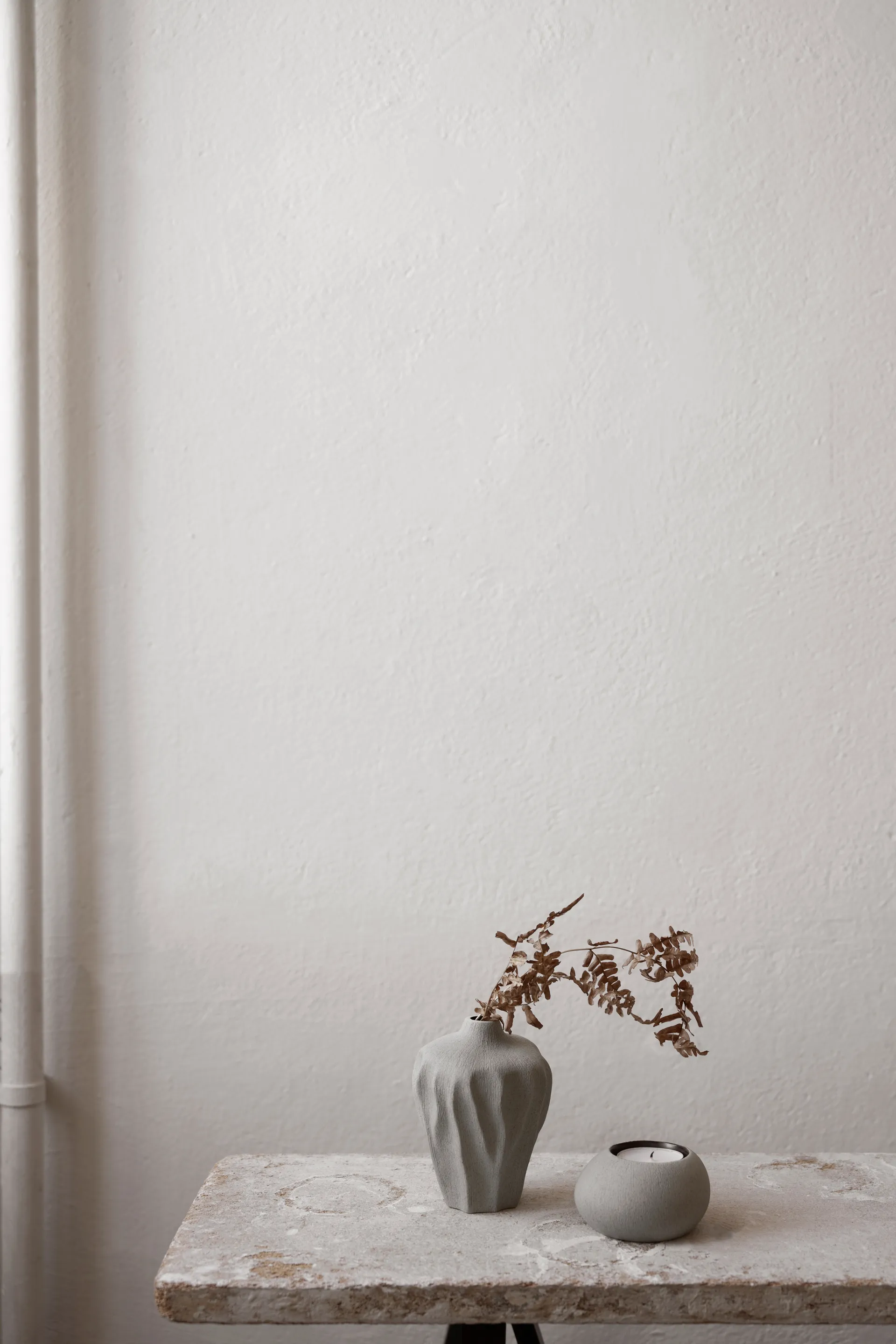 Asti Windlicht, Sand grey Lindform