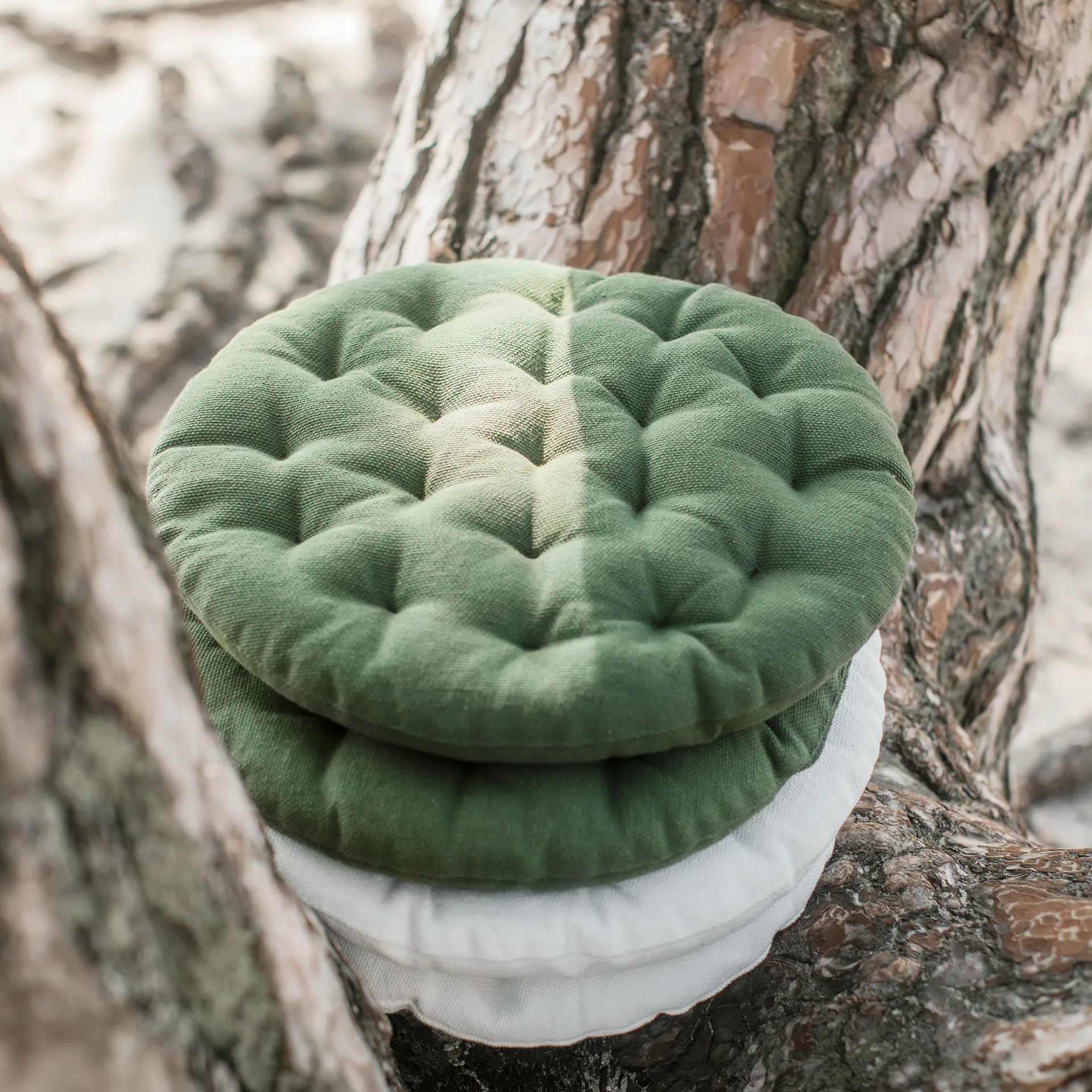 Pepper Stuhlkissen Ø37cm, Weiß Linum