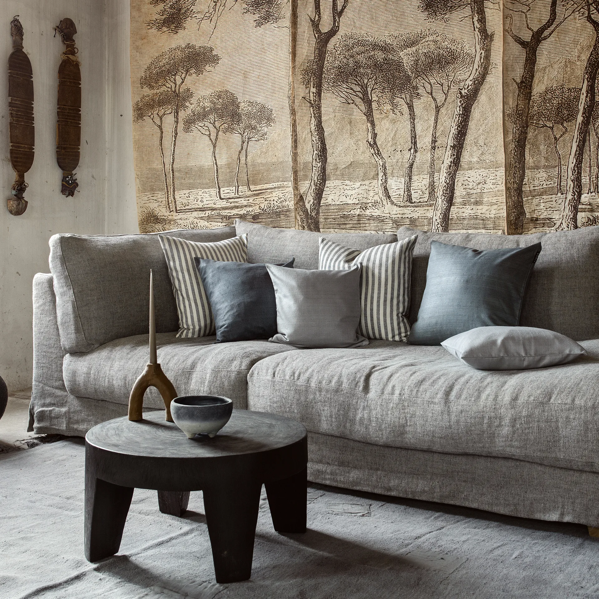 Seta Kissenbezug 50 x 50cm, Schwarz Linum