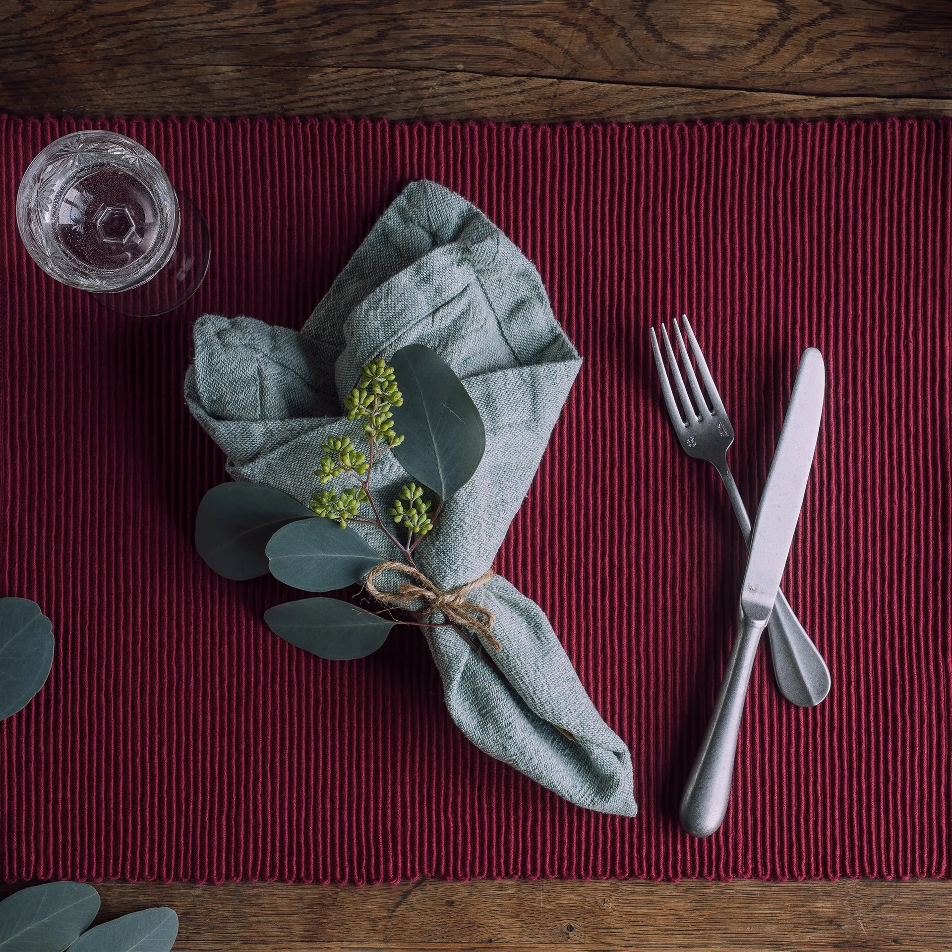 Uni Platzdecke 35 x 46cm 2er Pack, Rot Linum