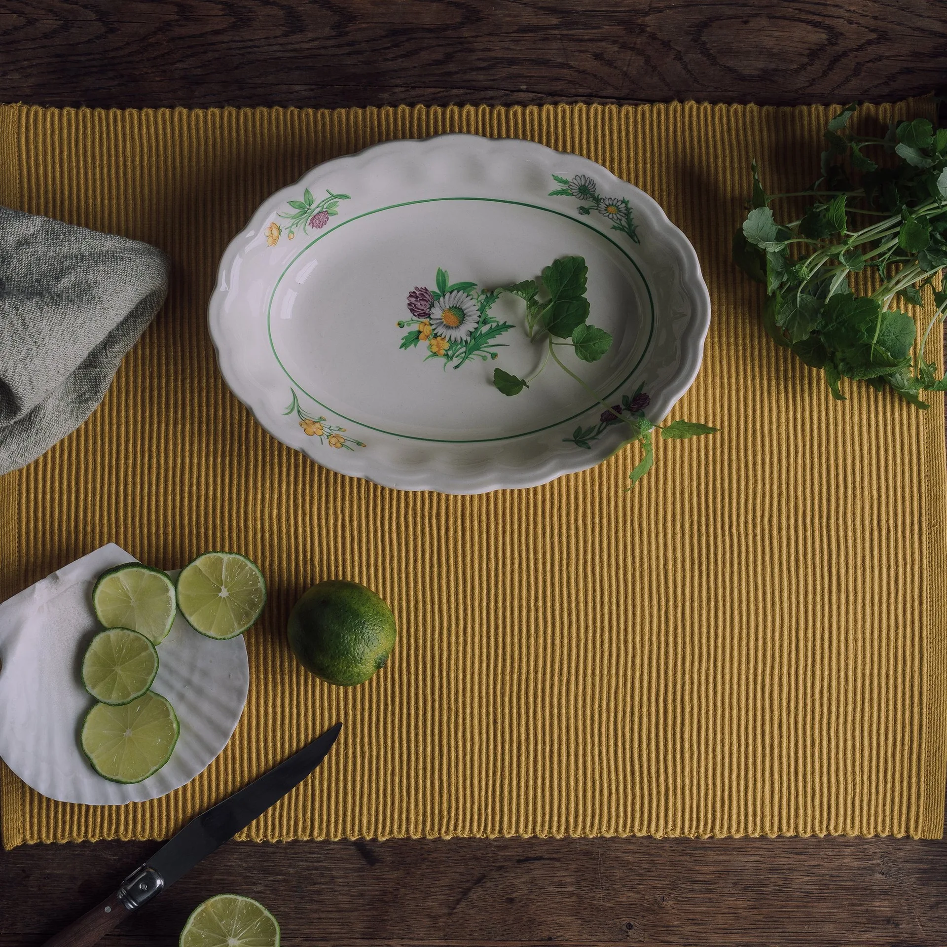 Uni Platzdecke 35 x 46cm 2er Pack, Senfgelb Linum