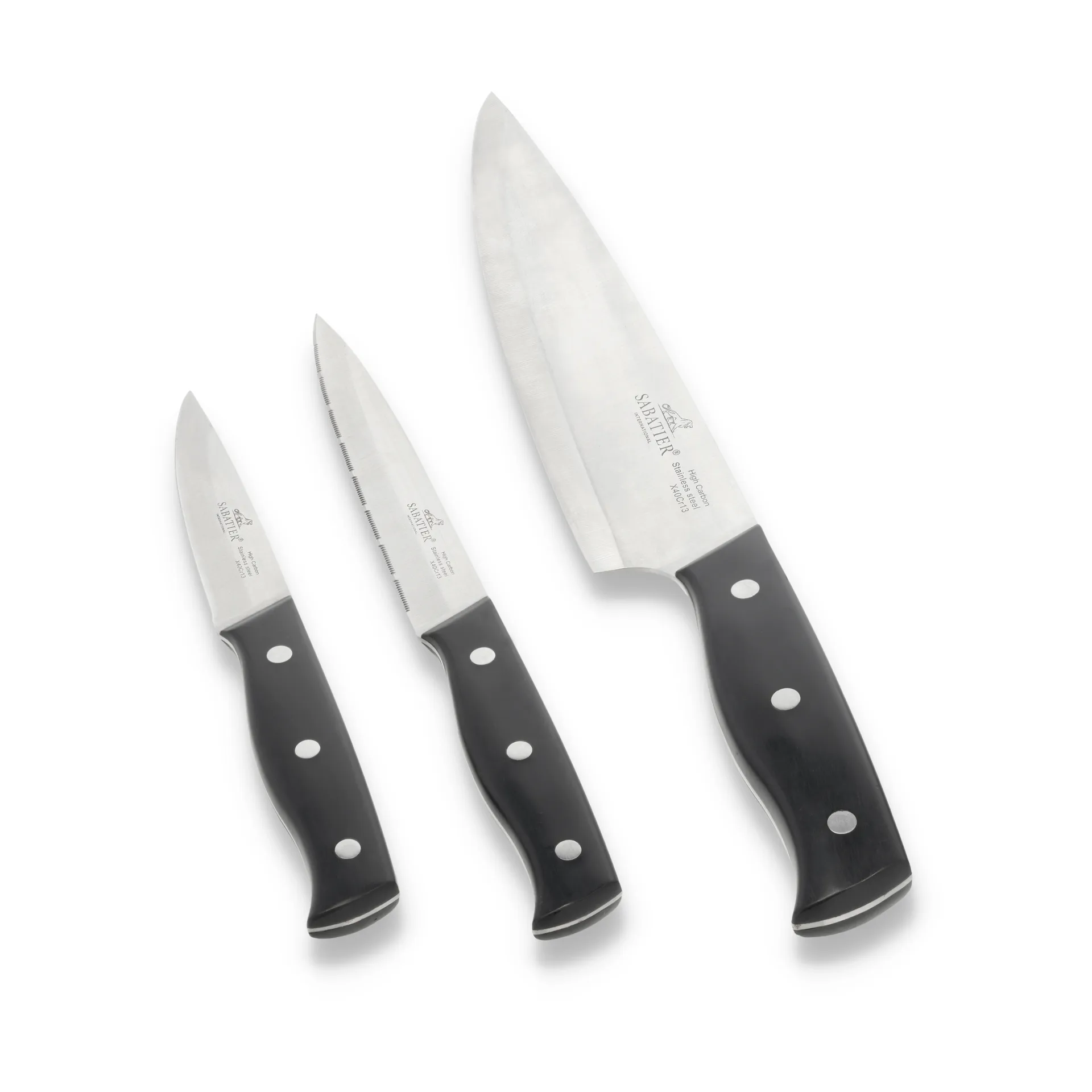 Lion Sabatier Austral Messerset 3-teilig, Stahl-schwarz Lion Sabatier